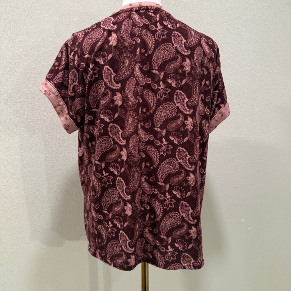 Lucky Brand Paisley Lounge Pajama Set Medium Burgundy Pink Boho Comfort Soft - Picture 3 of 9